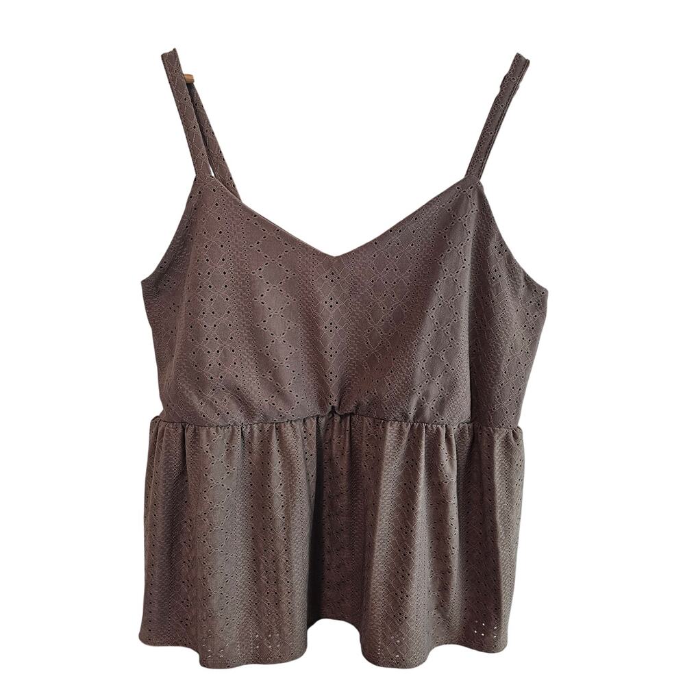 Urban Rose Babydoll Blouse Women 2X Brown Crochet Tiered Ruffles Fairy Boho Glam